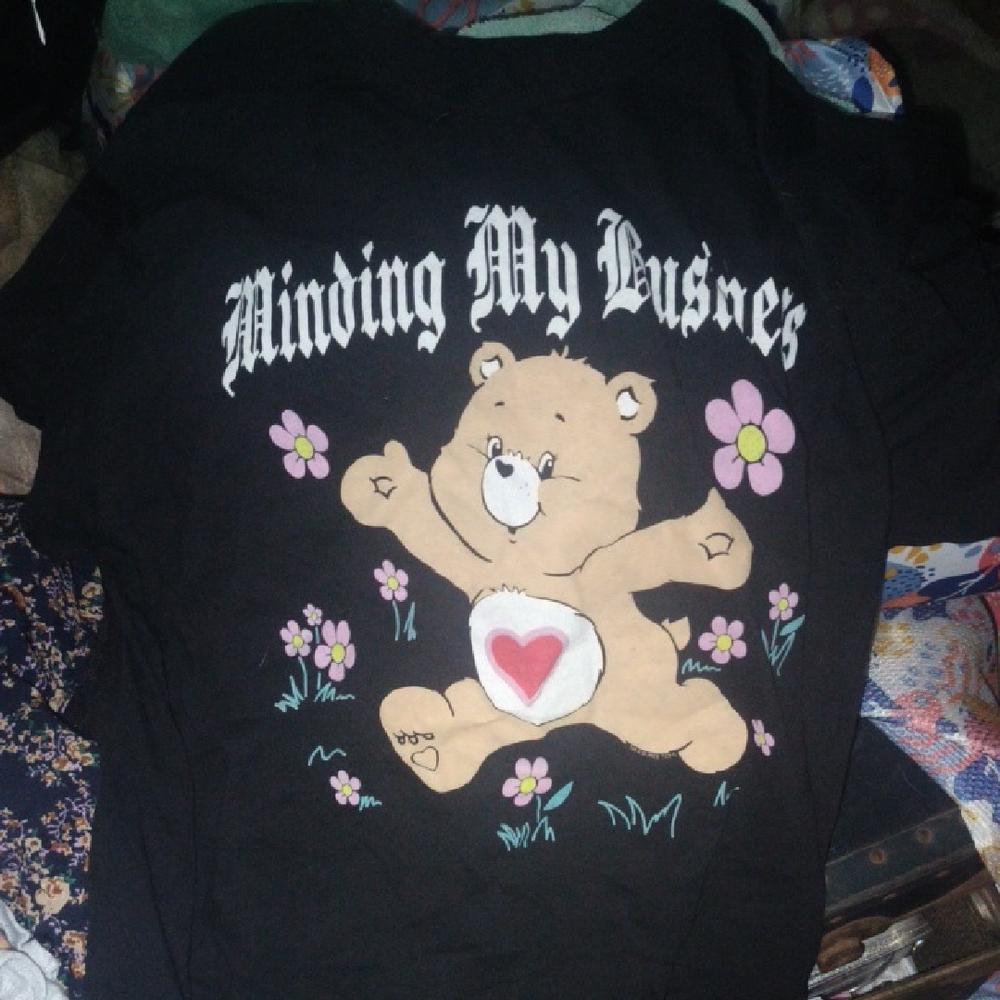 Black CareBear Graphic  T-Shirt